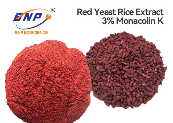 Le riz rouge libre de levure de citrinine extrait la poudre rouge de Monascus de catégorie pharmaceutique de 3% Monacolin- K